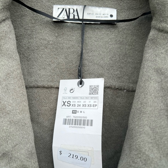 ZARA Wool Blend Coat Double Breasted Coat Size XSMALL - Picture 5 of 10